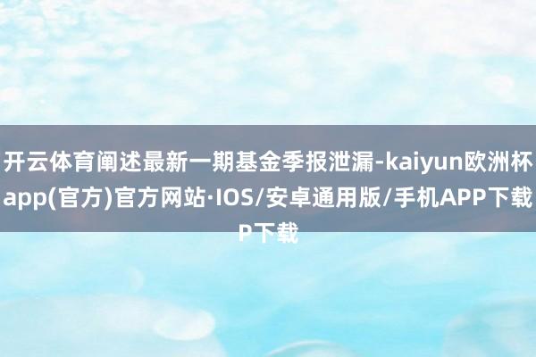 开云体育阐述最新一期基金季报泄漏-kaiyun欧洲杯app(官方)官方网站·IOS/安卓通用版/手机APP下载