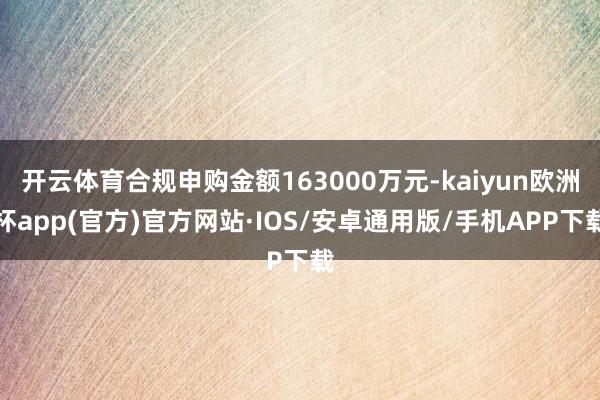 开云体育合规申购金额163000万元-kaiyun欧洲杯app(官方)官方网站·IOS/安卓通用版/手机APP下载